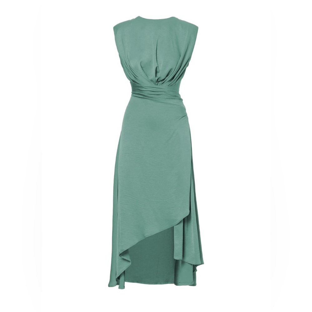 NWT Midi Mint Dress with Oversized Shoulders and Slit